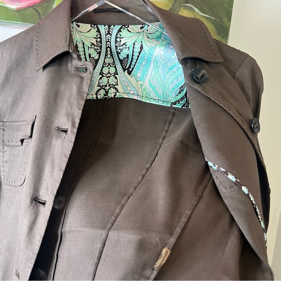 Elie Tahari Lightweight Brown Linen Jacket Shacket Blazer Size 6 - Picture 7 of 16
